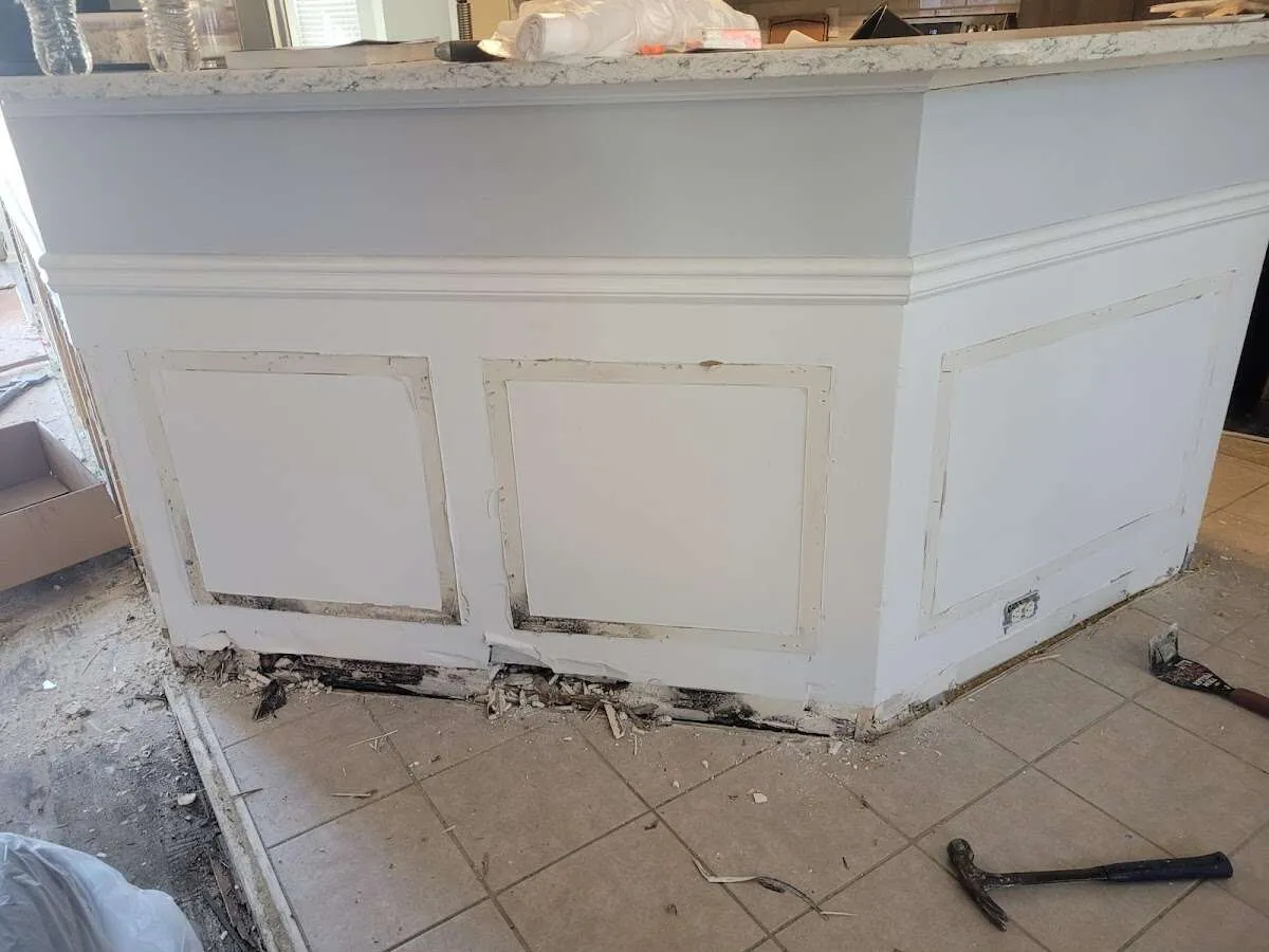 Water damage and mold on kitchen during Storm Damage Restoration in Sterling